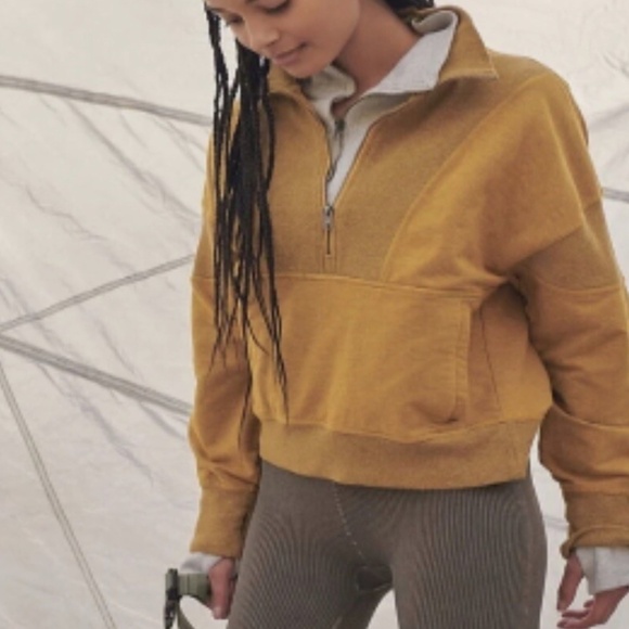 Free People Movement Adeline Pullover 1/4Zip Sweatshirt size L - Picture 2 of 10